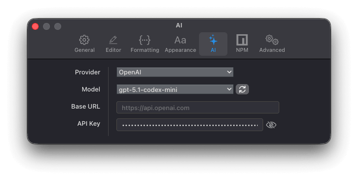 Settings - AI
