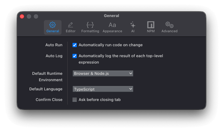 Settings - General