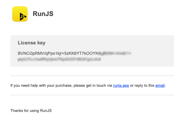 License key email