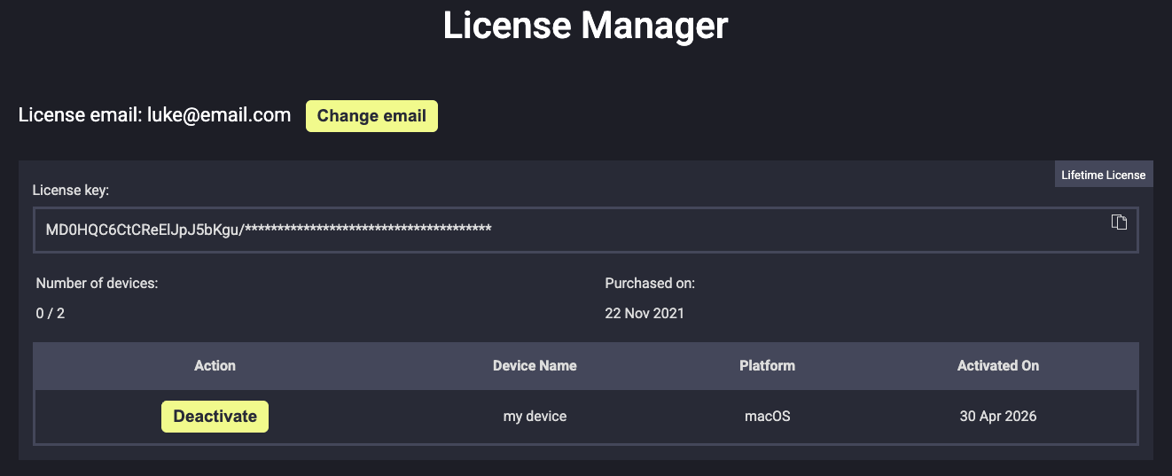 Online license manager