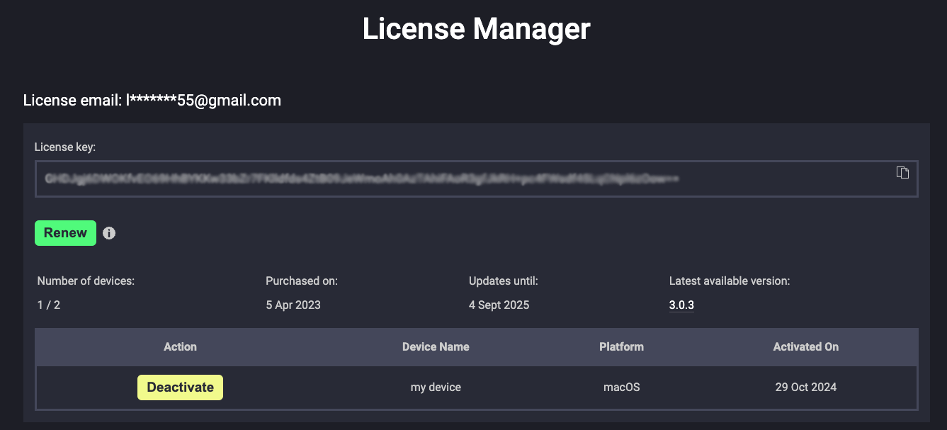 Online license manager