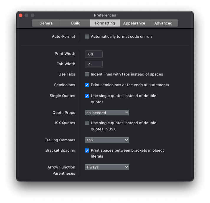 RunJS - Formatting