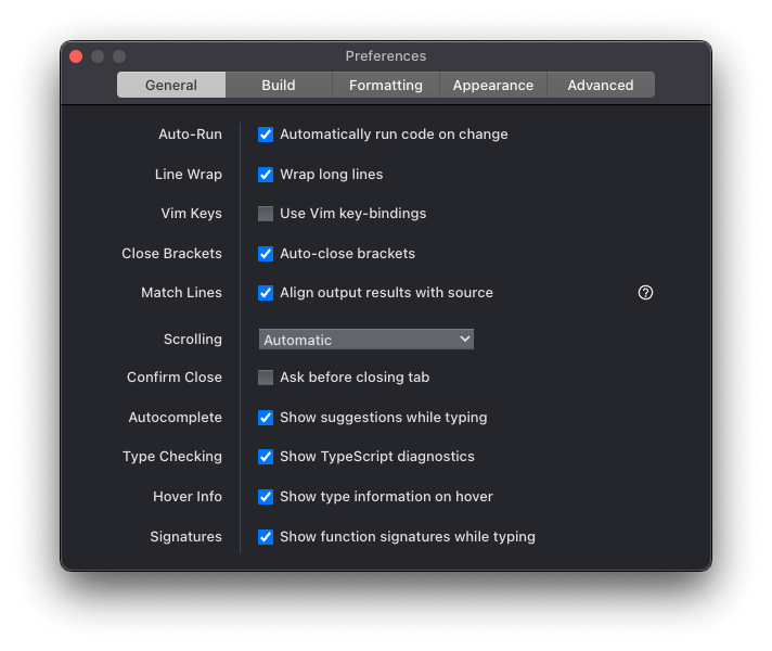 RunJS - General Settings